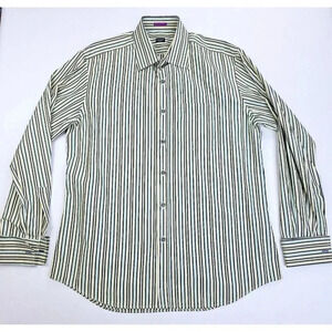 Paul Smith London Men Black Vanilla Green French Cuff Cotton Shirt Made In Italy